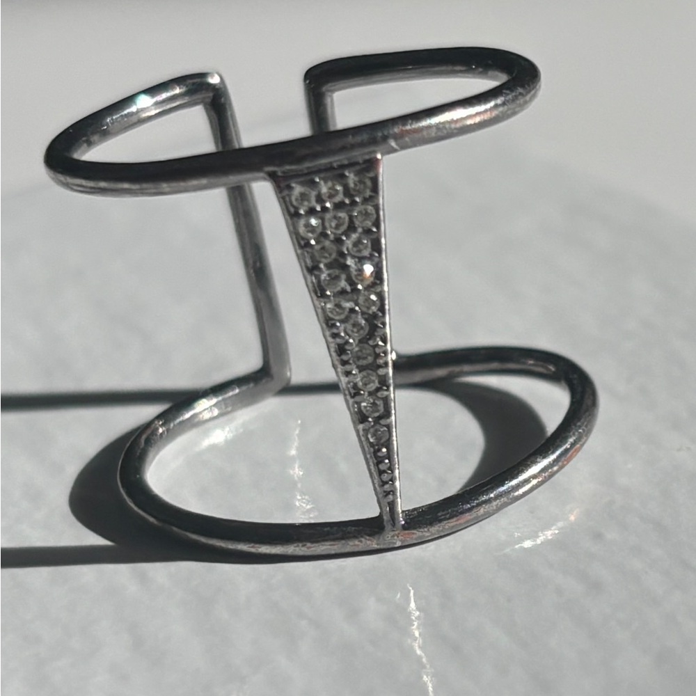 Stella & Dot Hematite Seine Ring with Crystal Accents